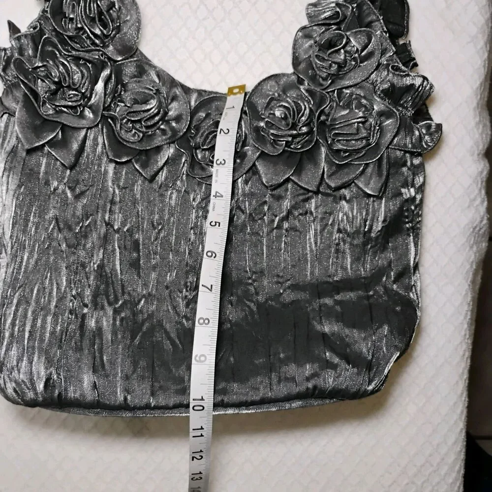 Metallic Crinkled Rose Sack Shoulder Bag Futuristic Space Cadet Coquette Fantasy